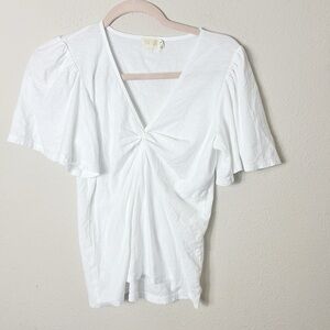 Nation LTD Dusty Twisted Flutter Sleeve in white size Medium